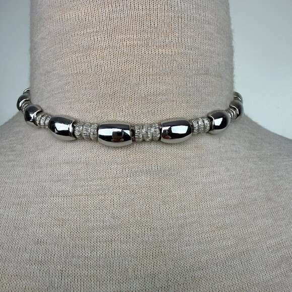 Monet Jewelry - Vintage Monet Smooth Chunky Silver Tone Choker Necklace 14-16"